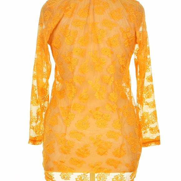 Savage X Fenty Rihanna Sheer Cutout Bodycon Mini Dress Orange NWT Rave Lace Sexy - Picture 5 of 9